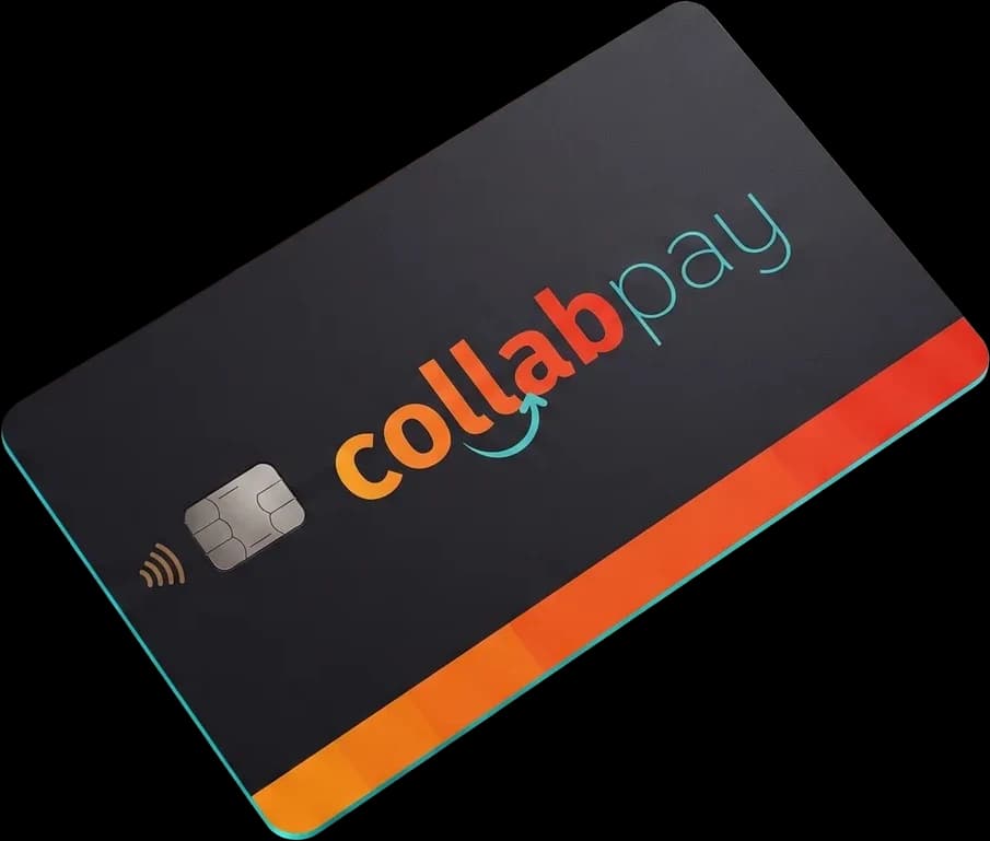 Cartão premium da wallet white label da CollabPay flutuando